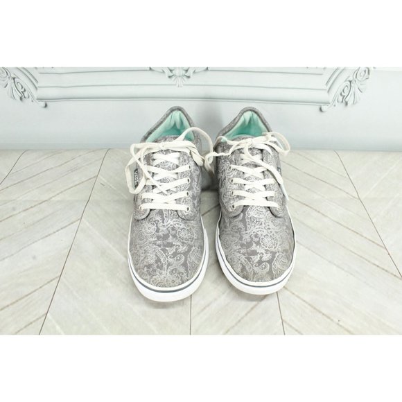 Vans Gray Atwood Floral Paisley Canvas Low Top Skate Sneakers Size 7 - Picture 5 of 9
